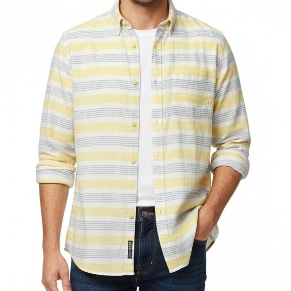 Pepe Jeans Other - Pepe Jeans Whopper Sr Blue Yellow Striped Long Sleeve Button Down Men's Shirt L